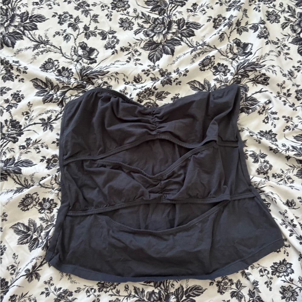 Motel Rocks Black Ruched Cut Out Bustier Tank Top